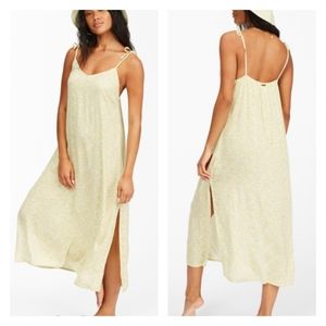 NWOT Billabong Sunbright Yelloe Floral Midi Slip Dress Size Large